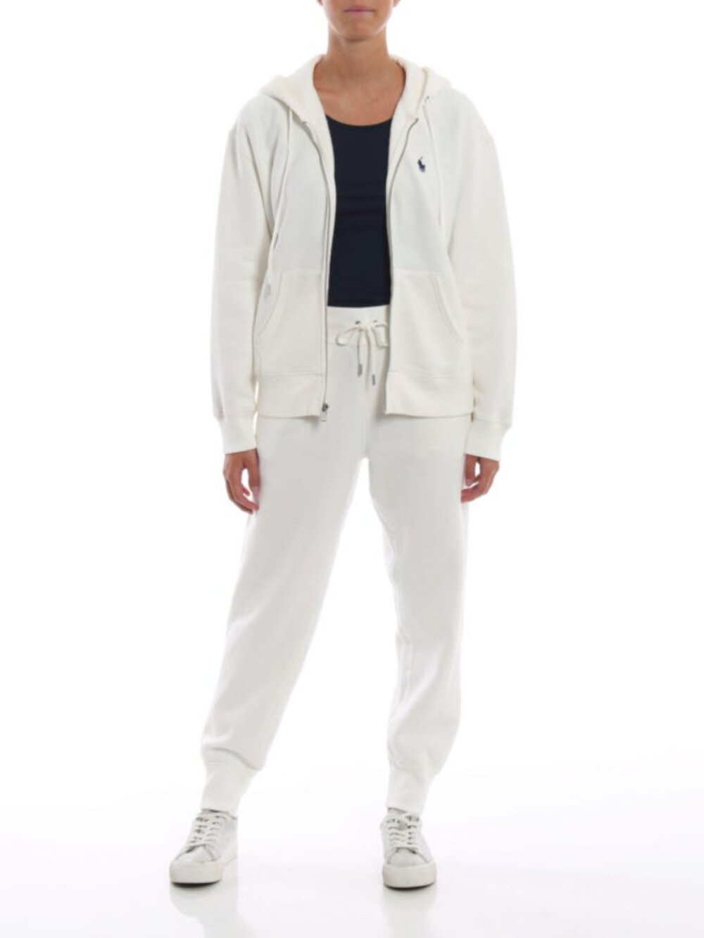 Polo Ralph Lauren Women's Full Zip Hoodie White Cotton Fleece Size XL